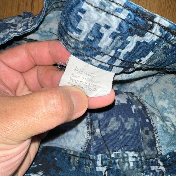 USN US NAVY BLUE Digital CAMO Cargo Military BDU Uniform Pants - SMALL LONG - Picture 8 of 8